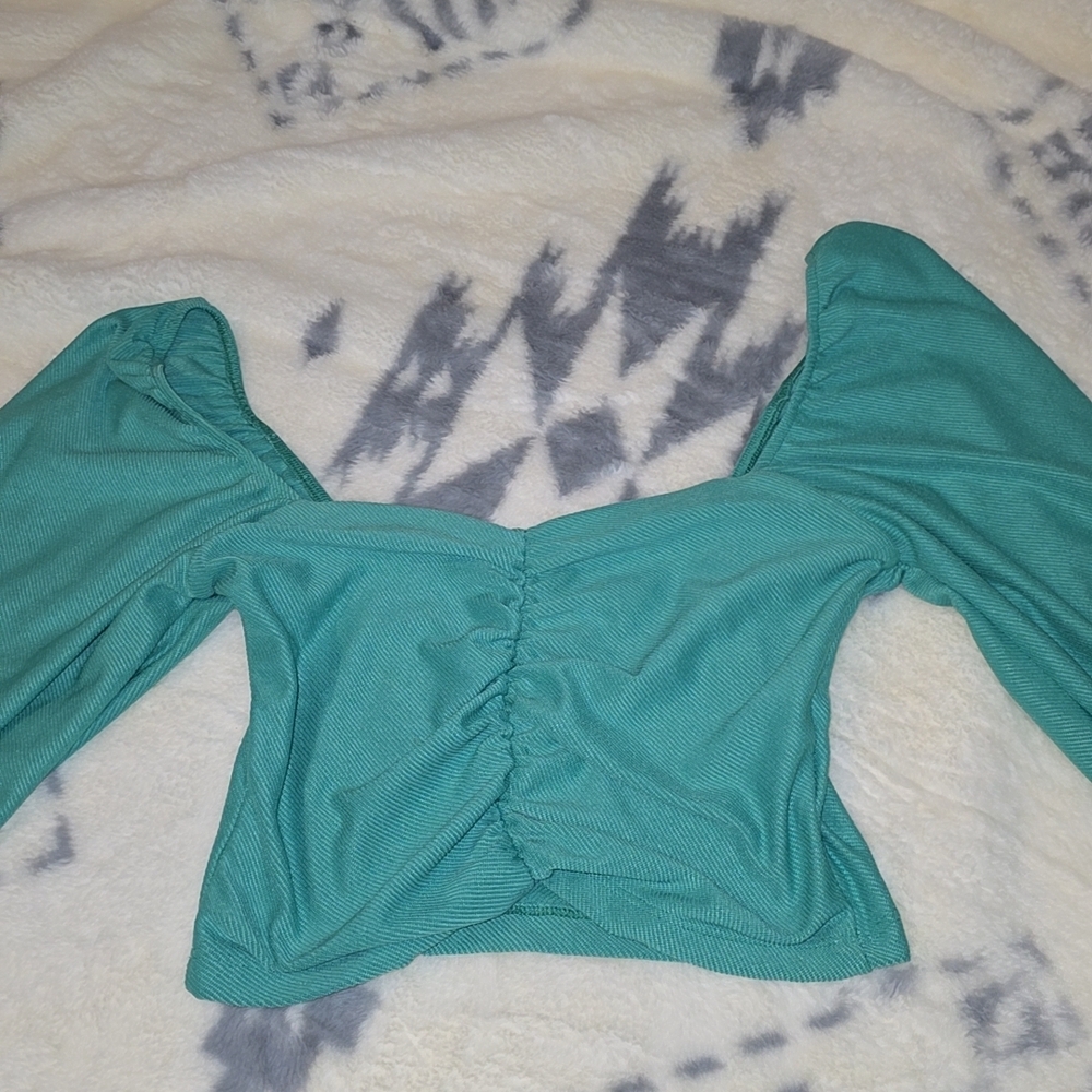 Teal Ruched Women's Top